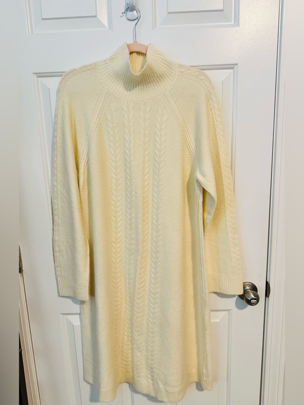 Talbots Cozy Cream Cable Turtleneck Sweater Dress